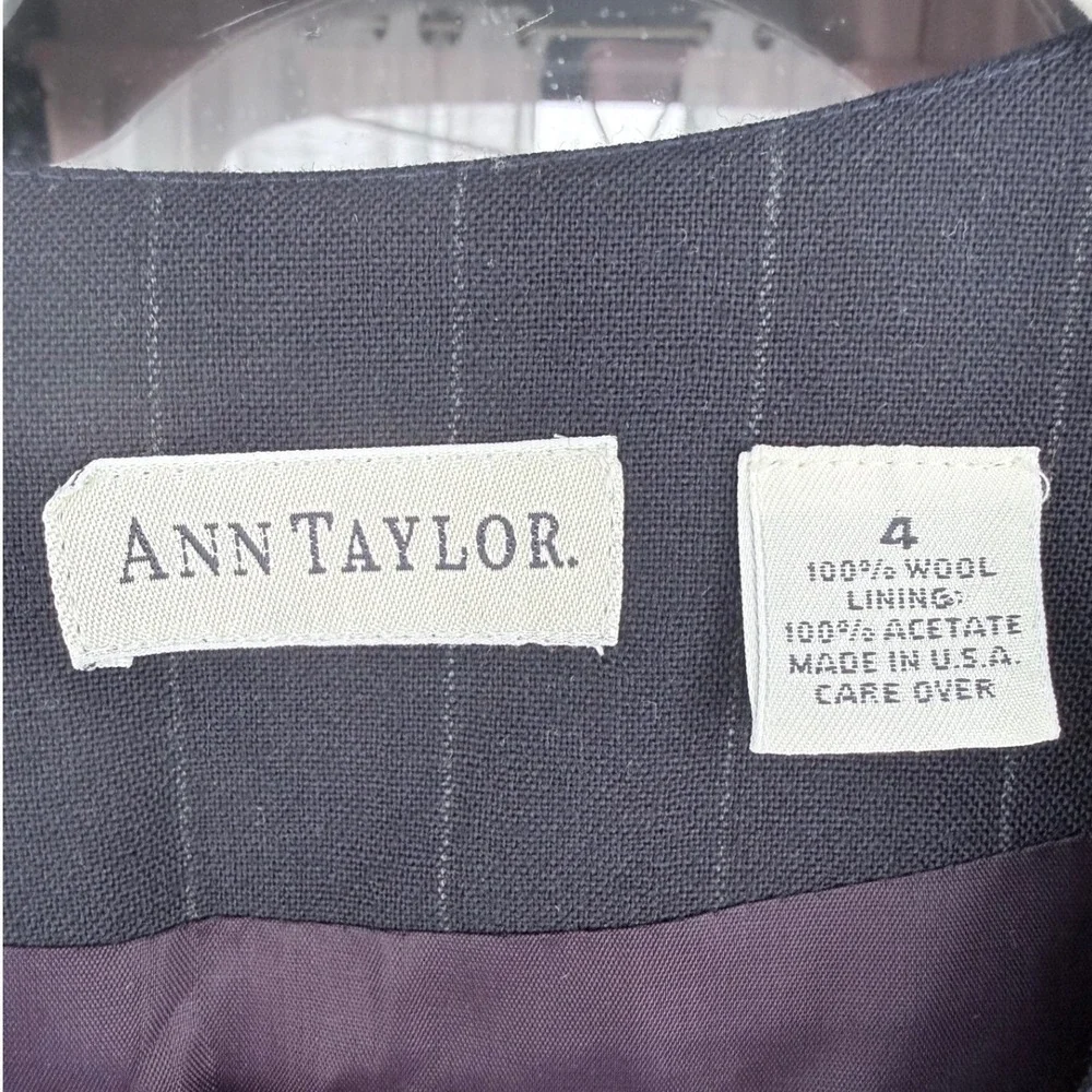 C1 Y2K Ann Taylor Vintage Wool Pinstripe Vest Dress Sleeveless Button Navy Blue